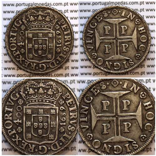 Cruzado Novo Prata 1689 D. Pedro II, Porto, 480 Réis prata 1689, Coroa Tipo 3, World Coins Portugal KM154.1