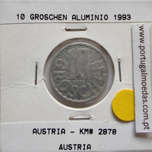 Áustria 10 Groschen 1992 Alumínio, World Coins Austria KM 2878, coin of 10 groschen 1992 Aluminium