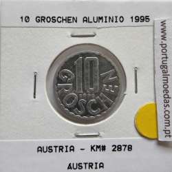 Áustria 10 Groschen 1995 Alumínio, World Coins Austria KM 2878, coin of 10 groschen 1995 Aluminium