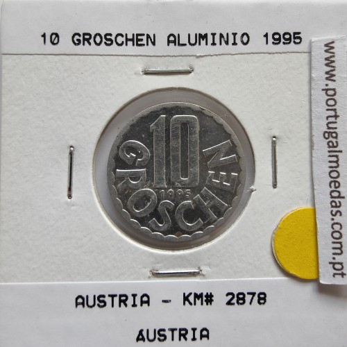 Áustria 10 Groschen 1995 Alumínio, World Coins Austria KM 2878, coin of 10 groschen 1995 Aluminium