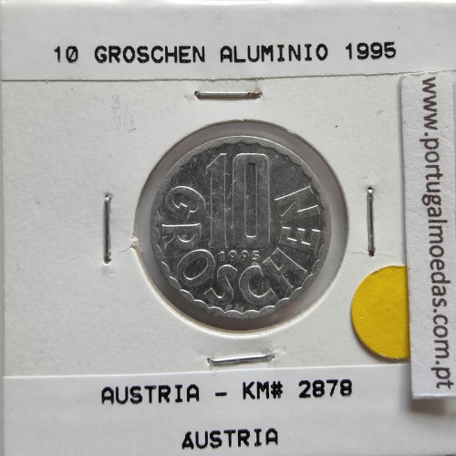 Áustria 10 Groschen 1995 Alumínio, World Coins Austria KM 2878, coin of 10 groschen 1995 Aluminium