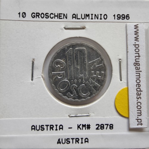 Áustria 10 Groschen 1996 Alumínio, World Coins Austria KM 2878, coin of 10 groschen 1996 Aluminium