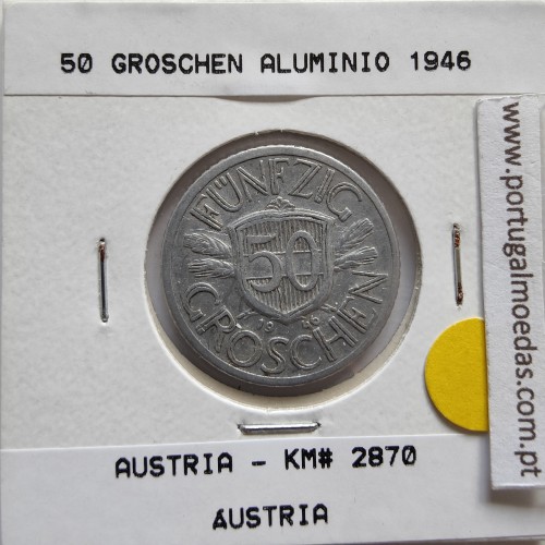 Áustria 50 Groschen 1946 Alumínio, World Coins Austria KM 2870, coin of 50 groschen 1946 Aluminium