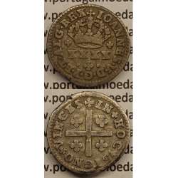MOEDA MEIO TOSTÃO PRATA 1706-1750 (MBC) - D.JOÃO V