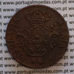 20 Réis 1790 cobre, D. Maria I, Açores, (MBC+), World Coins Azores KM 4