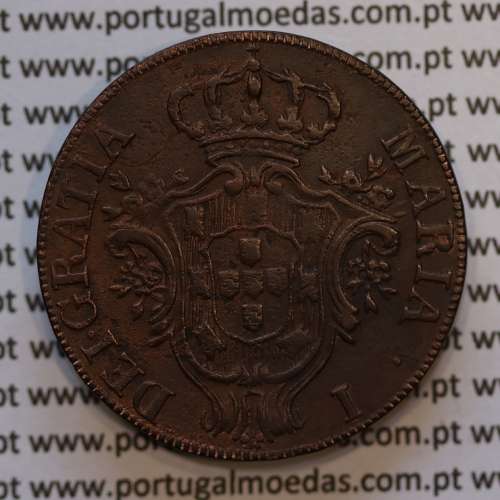 20 Réis 1790 cobre, D. Maria I, Açores, (MBC+), World Coins Azores KM 4
