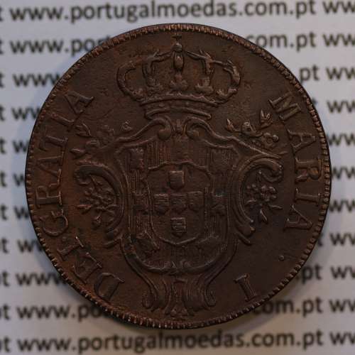 20 Réis 1790 cobre, D. Maria I, Açores, (MBC+), World Coins Azores KM 4