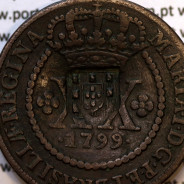 Carimbo Escudete de D. João Príncipe Regente sobre XX Réis cobre 1799 D. Maria I, (Brasil), (MBC+), World Coins Brasil KM 284