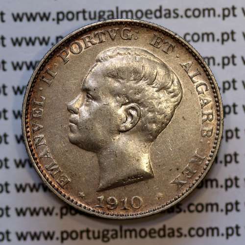 Portugal, silver coin of 500 réis 1910 D. Manuel II, commemorative of the Peninsular War, (XF), World Coins Portugal KM 556