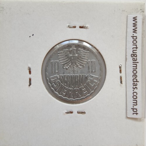 Áustria 10 Groschen 1970 Alumínio, World Coins Austria KM 2878, coin of 10 groschen 1970 Aluminium
