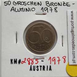 Áustria 50 Groschen 1978 Bronze - Alumínio, World Coins Austria KM 2885, coin of 50 groschen 1978 Aluminium-bronze