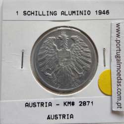Áustria 1 Schilling 1946 Aluminío, World Coins Austria KM 2871, coin of 1 schiling 1946 Aluminium