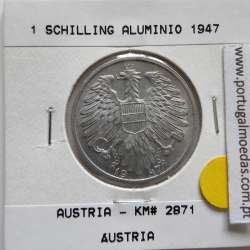 Áustria 1 Schilling 1947 Aluminío, World Coins Austria KM 2871, coin of 1 schiling 1947 Aluminium