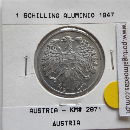 Áustria 1 Schilling 1947 Aluminío, World Coins Austria KM 2871, coin of 1 schiling 1947 Aluminium