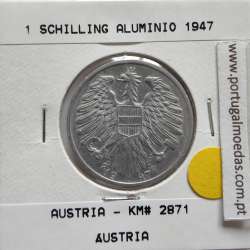 Áustria 1 Schilling 1947 Aluminío, World Coins Austria KM 2871, coin of 1 schiling 1947 Aluminium