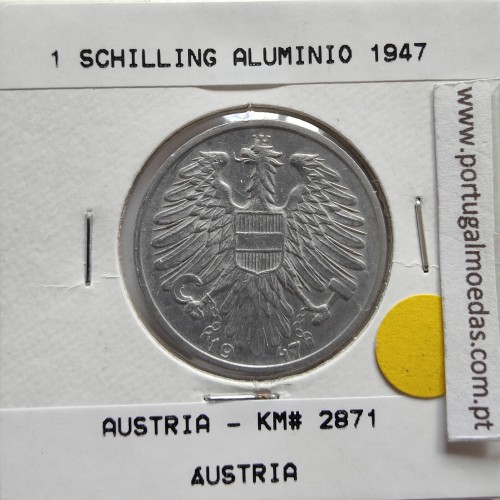 Áustria 1 Schilling 1947 Aluminío, World Coins Austria KM 2871, coin of 1 schiling 1947 Aluminium