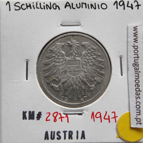 Áustria 1 Schilling 1947 Aluminío, World Coins Austria KM 2871, coin of 1 schiling 1947 Aluminium