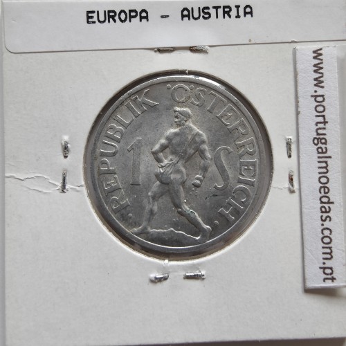 Áustria 1 Schilling 1952 Aluminío, World Coins Austria KM 2871, coin of 1 schiling 1952 Aluminium