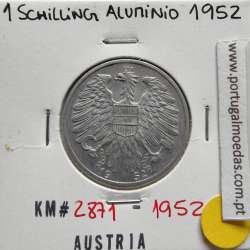 Áustria 1 Schilling 1952 Aluminío, World Coins Austria KM 2871, coin of 1 schiling 1952 Aluminium