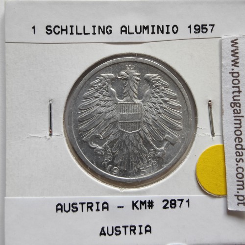 Áustria 1 Schilling 1957 Aluminío, World Coins Austria KM 2871, coin of 1 schiling 1957 Aluminium