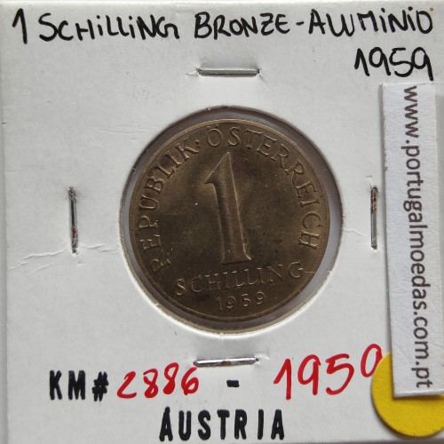 Áustria 1 Schilling 1959 Bronze-Aluminío, World Coins Austria KM 2886, coin of 1 schiling 1959 Bronze-Aluminium