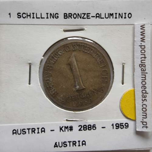 Áustria 1 Schilling 1959 Bronze-Aluminío, World Coins Austria KM 2886, coin of 1 schiling 1959 Bronze-Aluminium