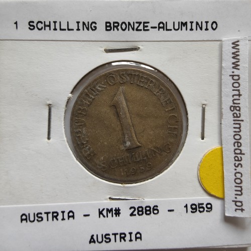 Áustria 1 Schilling 1959 Bronze-Aluminío, World Coins Austria KM 2886, coin of 1 schiling 1959 Bronze-Aluminium