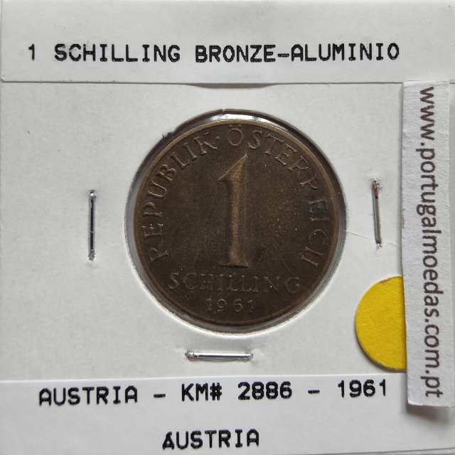 Áustria 1 Schilling 1961 Bronze-Aluminío, World Coins Austria KM 2886, coin of 1 schiling 1961 Aluminium-bronze