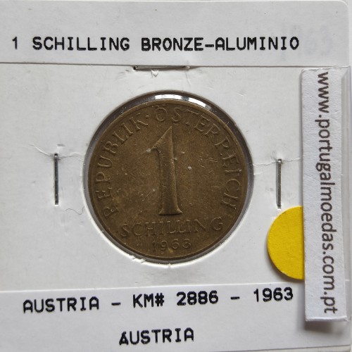 Áustria 1 Schilling 1963 Bronze-Aluminío, World Coins Austria KM 2886, coin of 1 schiling 1963 Aluminium-bronze
