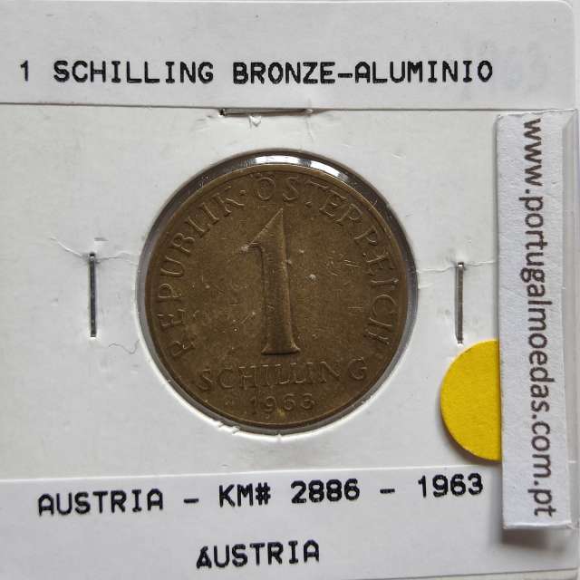 Áustria 1 Schilling 1963 Bronze-Aluminío, World Coins Austria KM 2886, coin of 1 schiling 1963 Aluminium-bronze