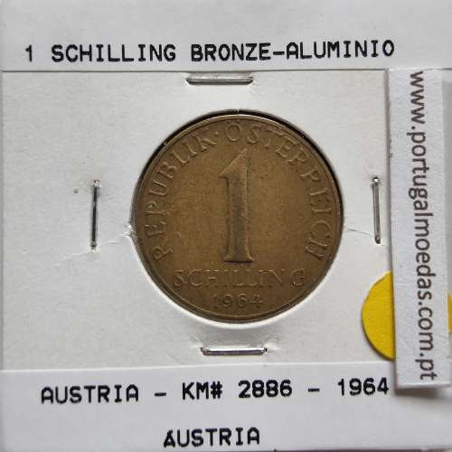 Áustria 1 Schilling 1964 Bronze-Aluminío, World Coins Austria KM 2886, coin of 1 schiling 1964 Aluminium-bronze