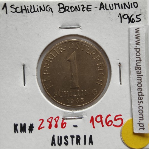 Áustria 1 Schilling 1965 Bronze-Aluminío, World Coins Austria KM 2886, coin of 1 schiling 1965 Aluminium-bronze