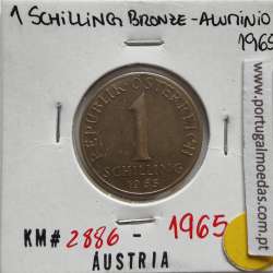 Áustria 1 Schilling 1965 Bronze-Aluminío, World Coins Austria KM 2886, coin of 1 schiling 1965 Aluminium-bronze