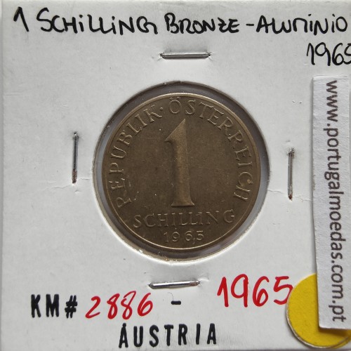 Áustria 1 Schilling 1965 Bronze-Aluminío, World Coins Austria KM 2886, coin of 1 schiling 1965 Aluminium-bronze