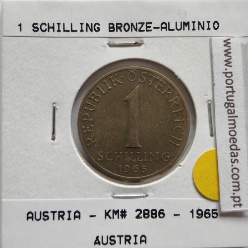 Áustria 1 Schilling 1965 Bronze-Aluminío, World Coins Austria KM 2886, coin of 1 schiling 1965 Aluminium-bronze