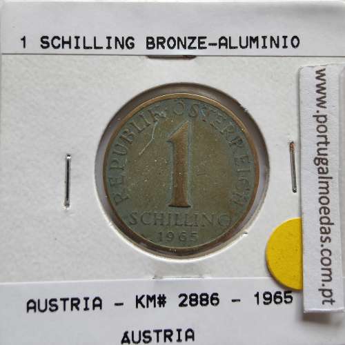 Áustria 1 Schilling 1965 Bronze-Aluminío, World Coins Austria KM 2886, coin of 1 schiling 1965 Aluminium-bronze