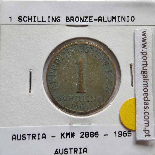Áustria 1 Schilling 1965 Bronze-Aluminío, World Coins Austria KM 2886, coin of 1 schiling 1965 Aluminium-bronze