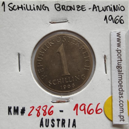 Áustria 1 Schilling 1966 Bronze-Aluminío, World Coins Austria KM 2886, coin of 1 schiling 1966 Aluminium-bronze