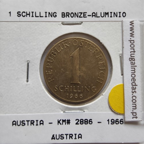 Áustria 1 Schilling 1966 Bronze-Aluminío, World Coins Austria KM 2886, coin of 1 schiling 1966 Aluminium-bronze