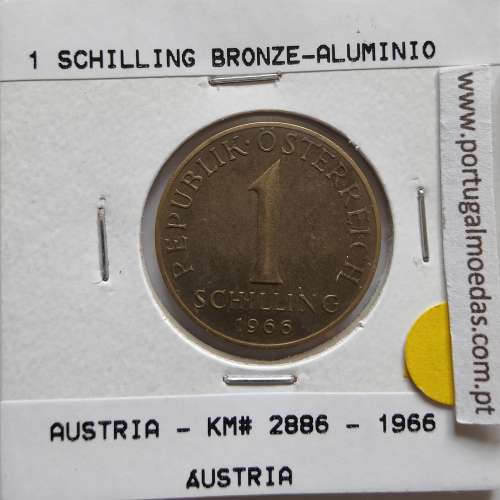 Áustria 1 Schilling 1966 Bronze-Aluminío, World Coins Austria KM 2886, coin of 1 schiling 1966 Aluminium-bronze