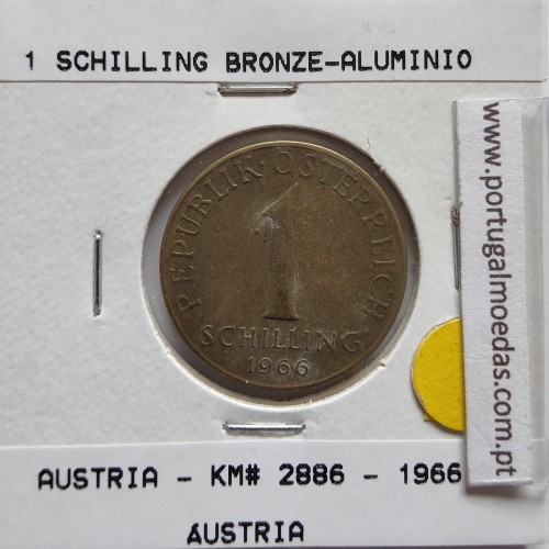 Áustria 1 Schilling 1966 Bronze-Aluminío, World Coins Austria KM 2886, coin of 1 schiling 1966 Aluminium-bronze