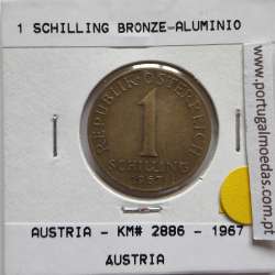Áustria 1 Schilling 1967 Bronze-Aluminío, World Coins Austria KM 2886, coin of 1 schiling 1967 Aluminium-bronze