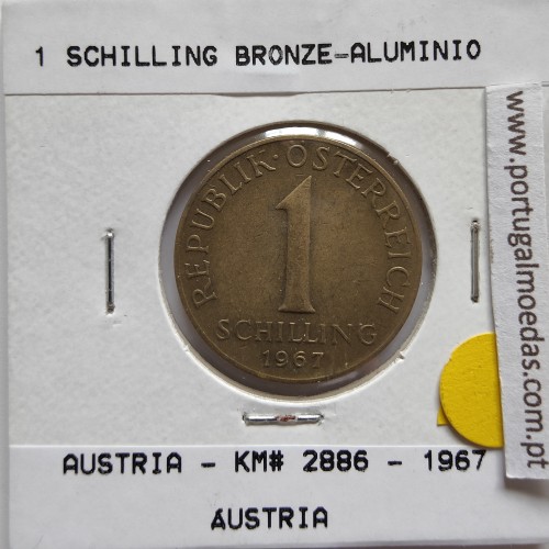 Áustria 1 Schilling 1967 Bronze-Aluminío, World Coins Austria KM 2886, coin of 1 schiling 1967 Aluminium-bronze