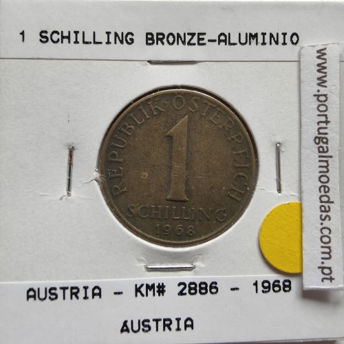 Áustria 1 Schilling 1968 Bronze-Aluminío, World Coins Austria KM 2886, coin of 1 schiling 1968 Aluminium-bronze