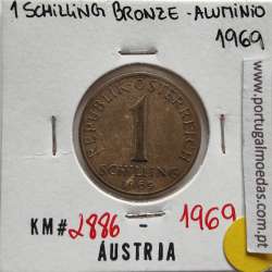 Áustria 1 Schilling 1969 Bronze-Aluminío, World Coins Austria KM 2886, coin of 1 schiling 1969 Aluminium-bronze