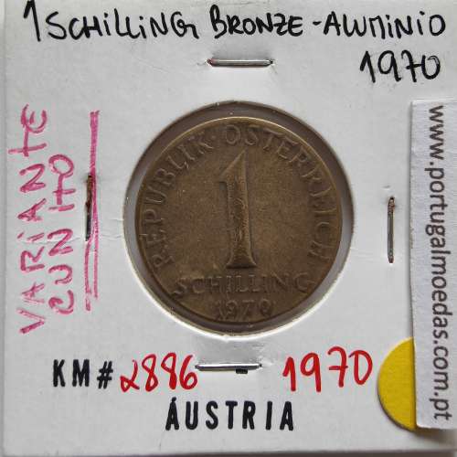 Áustria 1 Schilling 1970 Bronze-Aluminío, World Coins Austria KM 2886, coin of 1 schiling 1970 Aluminium-bronze