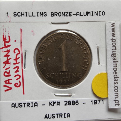 Áustria 1 Schilling 1971 Bronze-Aluminío, World Coins Austria KM 2886, coin of 1 schiling 1971 Aluminium-bronze