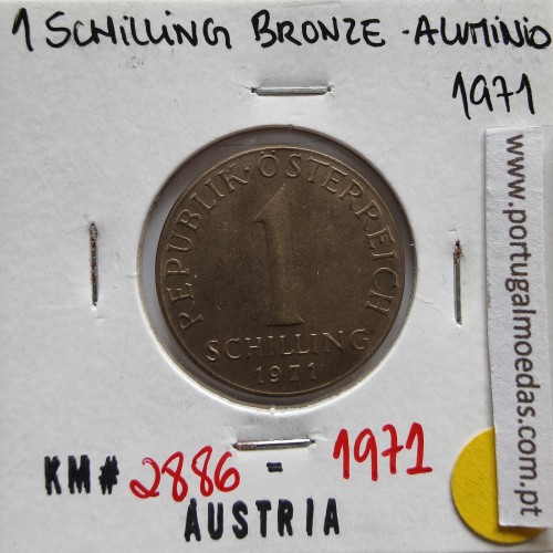 Áustria 1 Schilling 1971 Bronze-Aluminío, World Coins Austria KM 2886, coin of 1 schiling 1971 Aluminium-bronze