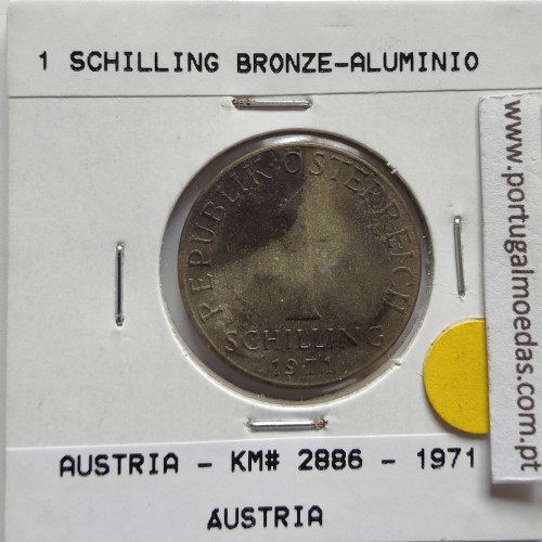 Áustria 1 Schilling 1971 Bronze-Aluminío, World Coins Austria KM 2886, coin of 1 schiling 1971 Aluminium-bronze