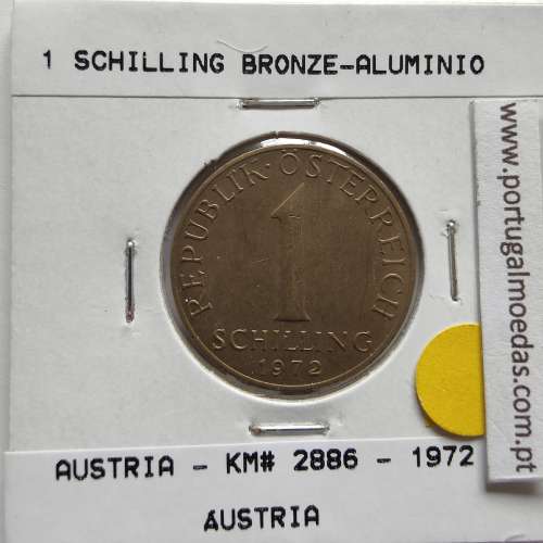 Áustria 1 Schilling 1972 Bronze-Aluminío, World Coins Austria KM 2886, coin of 1 schiling 1972 Aluminium-bronze